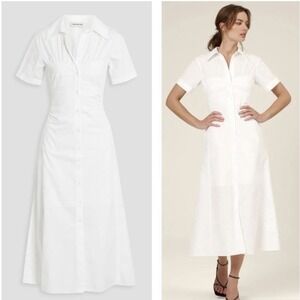 Nicholas Tenley Button Down Corset Midi‎ Shirt Dress Cotton Sz 4 NWT